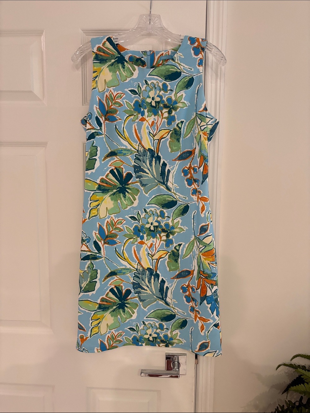 J. McLaughlin Sky Blue Floral Midi Shift Dress